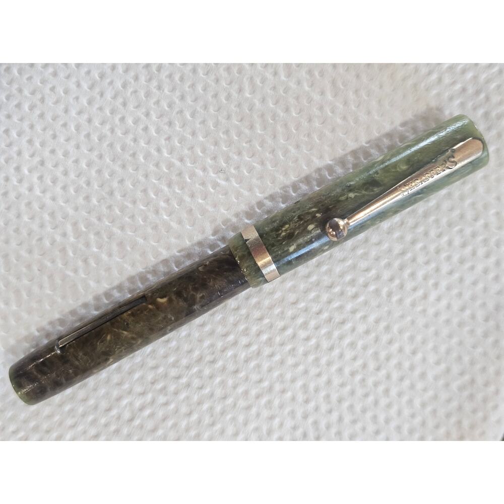 Sheafer senior flat top fountain pen in  Jade
